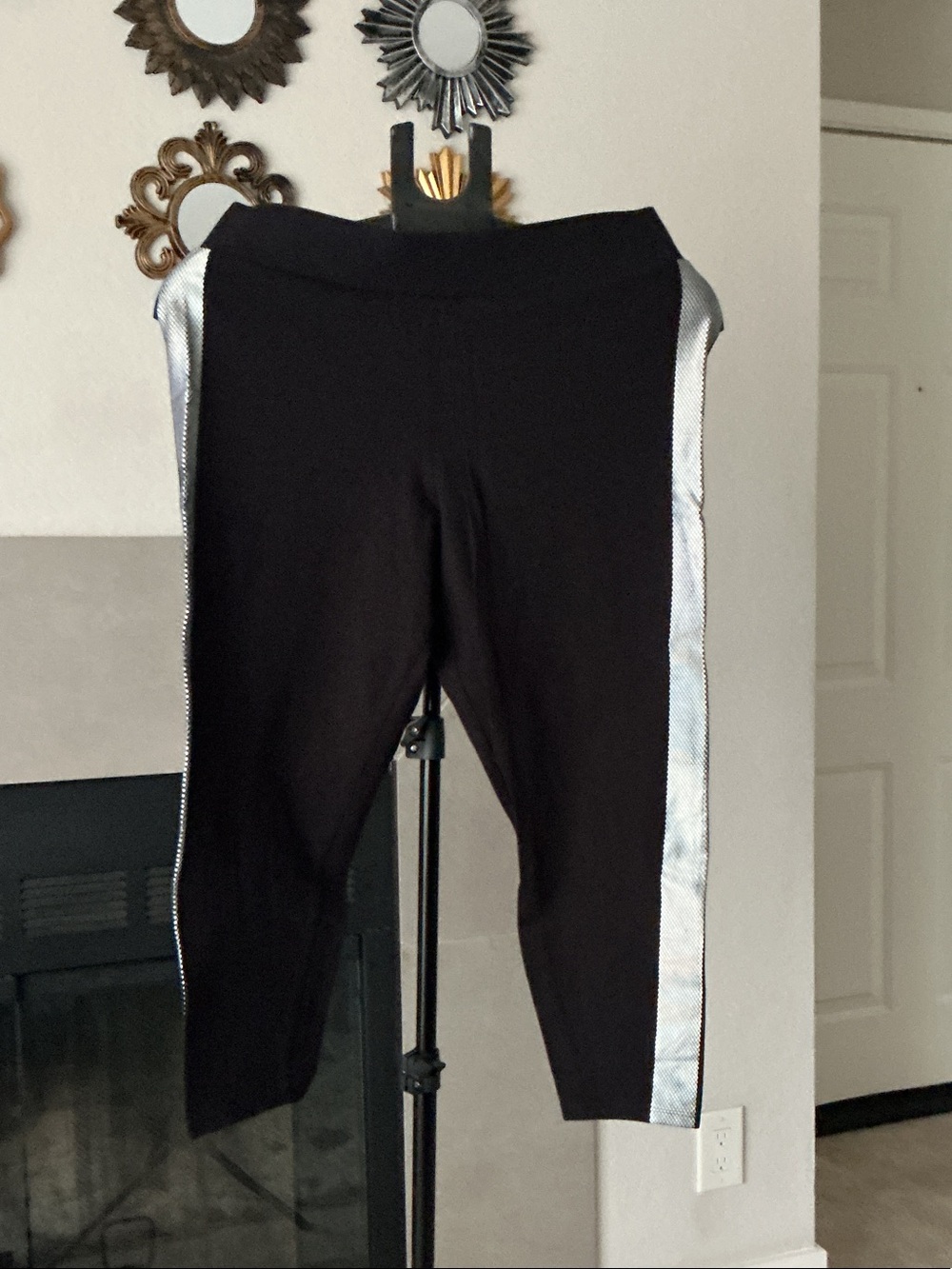 Women’s Black Leggings with Silver Side Stripe - Torrid